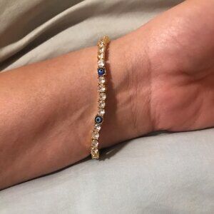 Neiman Marcus Gold and Blue Evil Eye Bracelet